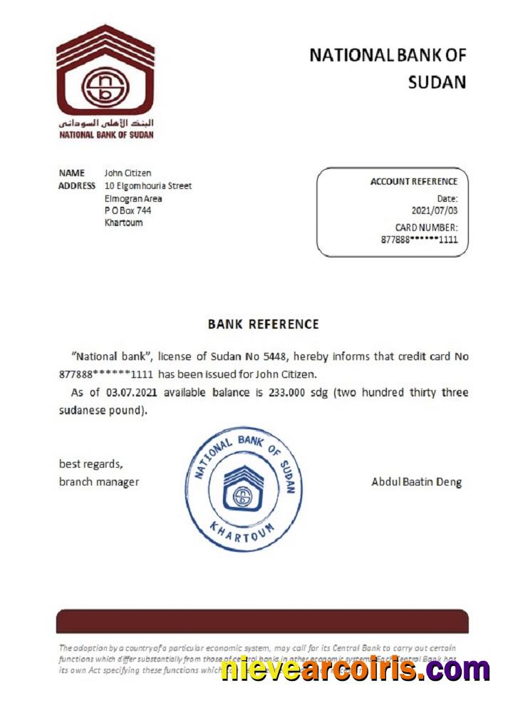 Sudan National Bank of Sudan reference
